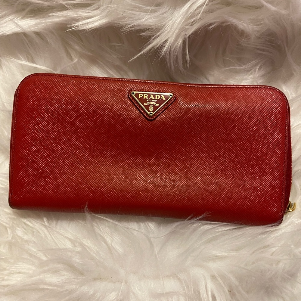 Prada Milano zip around leather long wallet